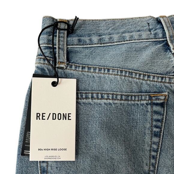 Re/Done Stove Pipe Crop Raw Hem Jeans Denim Light Wash Size 25 - Picture 4 of 6
